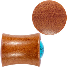 Load image into Gallery viewer, Turquoise Stone Sawo Wood Earth Sky Saddle Plug Set 5mm to 25mm
