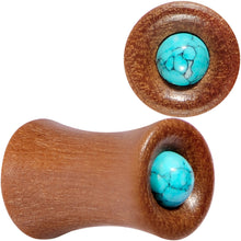 Load image into Gallery viewer, Turquoise Stone Sawo Wood Earth Sky Saddle Plug Set 5mm to 25mm
