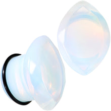 Load image into Gallery viewer, White Opalite Faceted Single Flare Plug Set 6mm to 25mm
