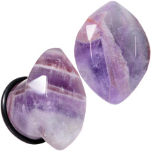 Load image into Gallery viewer, Purple Amethyst Faceted Single Flare Plug Set 6mm to 25mm Sizes
