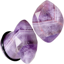 Load image into Gallery viewer, Purple Amethyst Faceted Single Flare Plug Set 6mm to 25mm Sizes
