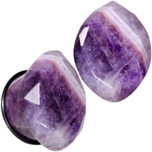 Load image into Gallery viewer, Purple Amethyst Faceted Single Flare Plug Set 6mm to 25mm Sizes
