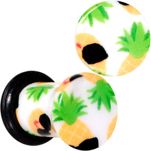Load image into Gallery viewer, White Acrylic Hip Sunglasses Pineapple Single Flare Plug Set Sizes 3mm to 16mm
