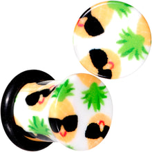 Load image into Gallery viewer, White Acrylic Hip Sunglasses Pineapple Single Flare Plug Set Sizes 3mm to 16mm
