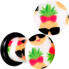 Load image into Gallery viewer, White Acrylic Cool Pineapple Single Flare Plug Set 3mm to 16mm
