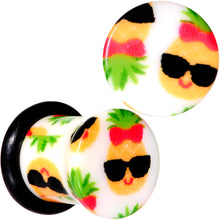 Load image into Gallery viewer, White Acrylic Cool Pineapple Single Flare Plug Set 3mm to 16mm
