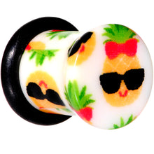 Load image into Gallery viewer, White Acrylic Cool Pineapple Single Flare Plug Set 3mm to 16mm
