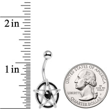 Load image into Gallery viewer, Black Gem Five Pointed Star Pentagram Belly Ring
