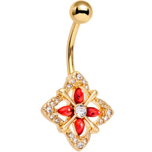 Load image into Gallery viewer, Clear Red Gem Gold Tone Geometric Harmony Belly Ring
