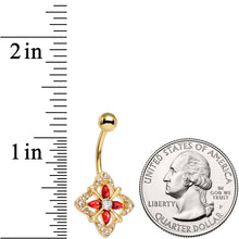Load image into Gallery viewer, Clear Red Gem Gold Tone Geometric Harmony Belly Ring

