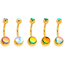 Load image into Gallery viewer, Iridescent Gem Gold Tone Captivating Colors Belly Ring Set Of 5

