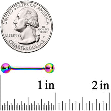 Load image into Gallery viewer, Aurora Gem Inlay Rainbow Color Barbell Tongue Ring Set of 5
