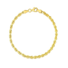 Load image into Gallery viewer, 4.0mm 10k Yellow Gold Solid Diamond Cut Rope Bracelet
