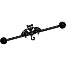 Load image into Gallery viewer, 14G Black Halloween Vampire Bat Industrial Barbell 38mm
