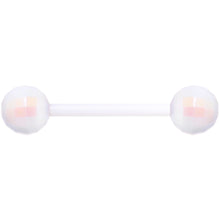 Load image into Gallery viewer, Flexible Acrylic Iridescent White Disco Ball Barbell Tongue Ring
