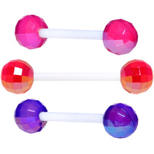 Load image into Gallery viewer, Flexible Acrylic Valentine Disco Ball Barbell Tongue Ring Set of 3
