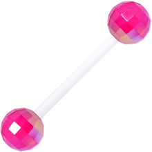 Load image into Gallery viewer, Flexible Acrylic Valentine Disco Ball Barbell Tongue Ring Set of 3

