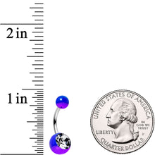 Load image into Gallery viewer, Clear Gem Blue Purple Pearlescent Acrylic Galactic Rainbow Belly Ring

