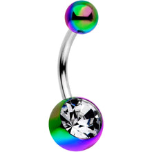 Load image into Gallery viewer, Clear Gem Rainbow Pearlescent Acrylic Belly Ring
