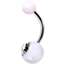 Load image into Gallery viewer, Clear Gem White Pearlescent Acrylic Celestial Rainbow Belly Ring
