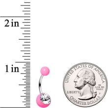 Load image into Gallery viewer, Clear Gem Hot Pink Pearlescent Acrylic Belly Ring

