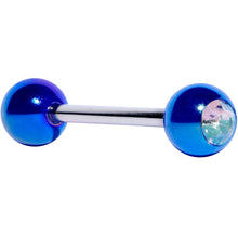 Load image into Gallery viewer, Clear Gem Purple Blue Pearlescent Barbell Tongue Ring
