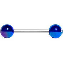 Load image into Gallery viewer, Clear Gem Purple Blue Pearlescent Barbell Tongue Ring
