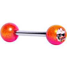 Load image into Gallery viewer, Clear Gem Pink Orange Pearlescent Barbell Tongue Ring
