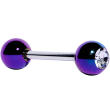 Load image into Gallery viewer, Clear Gem Green Purple Pearlescent Barbell Tongue Ring
