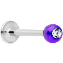 Load image into Gallery viewer, 16G 3/8 Clear Gem Blue Pearlescent Labret Monroe Tragus
