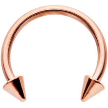 Load image into Gallery viewer, 16G 3/8 Clear Gem Rose Gold Tone Hinged Circular Ring Set
