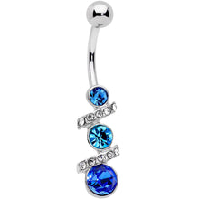 Load image into Gallery viewer, Blue Clear Gem Blues For You Trio Dangle Belly Ring
