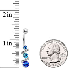 Load image into Gallery viewer, Blue Clear Gem Blues For You Trio Dangle Belly Ring
