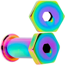 Load image into Gallery viewer, Rainbow Geometric Hexagon Double Flare Tunnel Plug Set 3mm to 25mm
