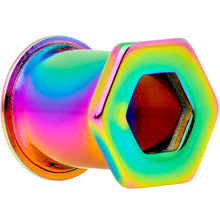 Load image into Gallery viewer, Rainbow Geometric Hexagon Double Flare Tunnel Plug Set 3mm to 25mm
