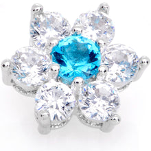 Load image into Gallery viewer, 14G Clear Aqua Cubic Zirconia Gem Flower Dermal Anchor Top
