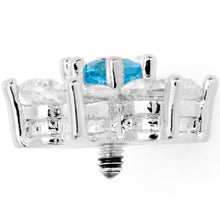 Load image into Gallery viewer, 14G Clear Aqua Cubic Zirconia Gem Flower Dermal Anchor Top
