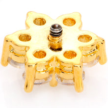 Load image into Gallery viewer, 14G Clear Cubic Zirconia Gem Gold Tone Flower Dermal Anchor Top
