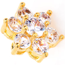Load image into Gallery viewer, 14G Clear Cubic Zirconia Gem Gold Tone Flower Dermal Anchor Top
