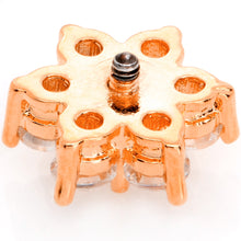 Load image into Gallery viewer, 14G Clear CZ Gem Rose Gold Tone Flower Dermal Anchor Top
