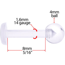 Load image into Gallery viewer, 14G 5/16 Clear Flexible Bioplast Labret Monroe Retainer

