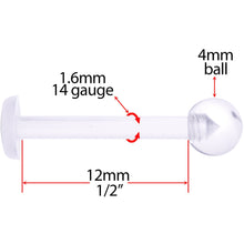Load image into Gallery viewer, 14G 1/2 Clear Flexible Bioplast Straight Barbell Retainer

