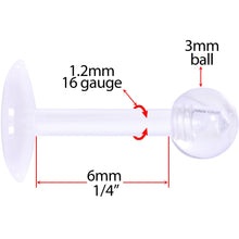 Load image into Gallery viewer, 16G 1/4 Clear Flexible Bioplast Labret Monroe Tragus Retainer
