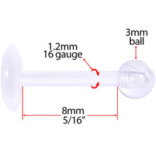 Load image into Gallery viewer, 16G 5/16 Clear Flexible Bioplast Labret Monroe Tragus Retainer
