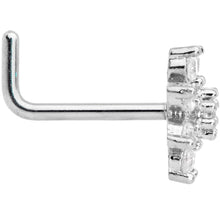 Load image into Gallery viewer, 20G 1/4 Clear CZ Gem Flower L Shaped Nose Ring
