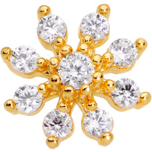 Load image into Gallery viewer, 20G 1/4 Clear CZ Gem Gold Tone Flower L Shaped Nose Ring
