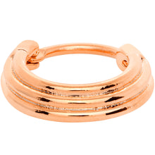 Load image into Gallery viewer, 16G 3/8 Rose Gold Tone Delicate Grooves Hinged Septum Ring
