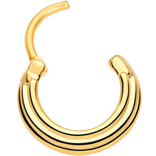 Load image into Gallery viewer, 16G 3/8 Gold Tone Delicate Grooves Hinged Septum Ring
