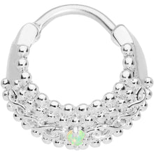 Load image into Gallery viewer, 16G 3/8 Green Synthetic Opal Hinged Septum Ring
