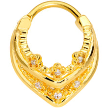 Load image into Gallery viewer, 16G 3/8 Gold Tone Pretty Princess Hinged Septum Ring
